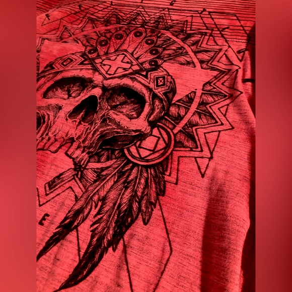 Affliction Men’s, Red Acid Wash, “Live Fast Renegades” Long Sleeve Tee size XL - Picture 5 of 8